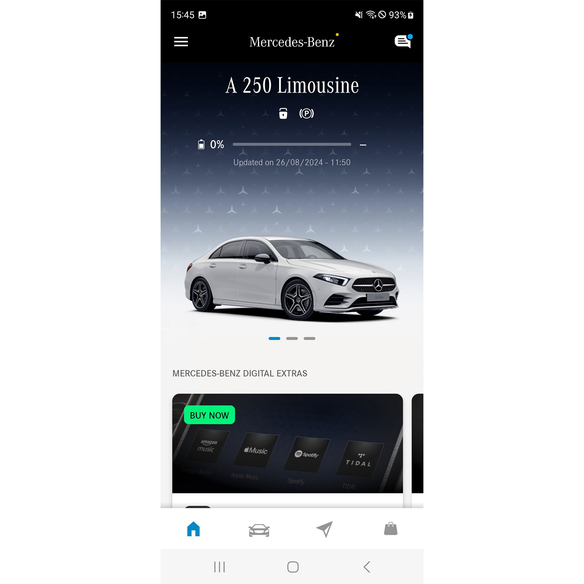 Mercedes-Benz appen | Appar | Mercedes-Benz digitala tjänster Smartphone visar de tillgängliga funktionerna för Mercedes-Benz appen.