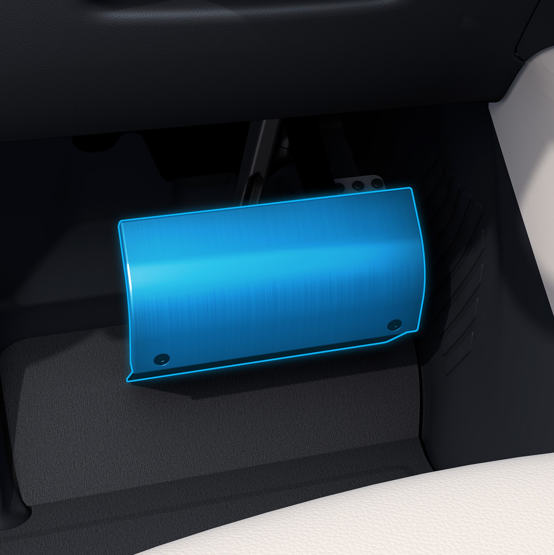 Pedalskydd | Körhjälpmedel | Mercedes-Benz En detaljerad bild av pedalskyddet i en funktionshinderanpassad bil.