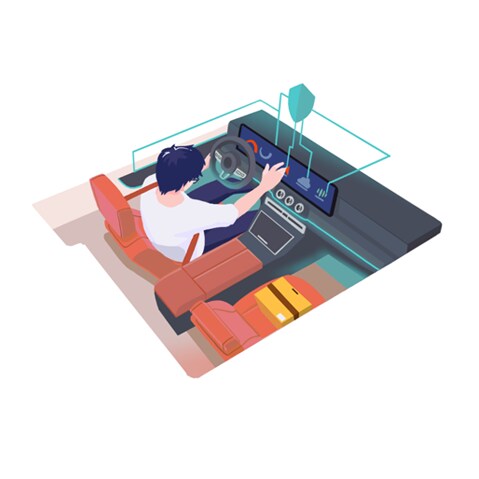 Sekretesspolicy | Mercedes-Benz Grafisk illustration av man som använder bilens display